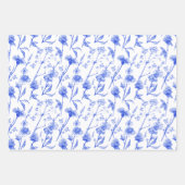 Blue Floral And Botanical Flowers Pattern Papers Inpakpapier Vel (Voorkant)