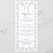 Blue Floral and Bow Bridal Shower Menu (Voorkant)