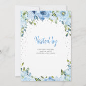 Blue Floral and Cute Elephant Boy Baby shower Boho Kaart (Achterkant)