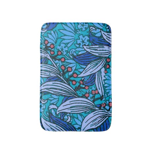 Blue Floral Antiek Boho Modern Badmat (Voorkant Verticaal)