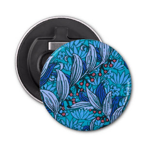Blue Floral Antiek Boho Modern Button Flesopener