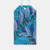 Blue Floral Antiek Boho Modern Cadeaulabel (Voorkant)