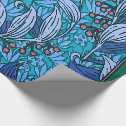 Blue Floral Antiek Boho Modern Cadeaupapier (Hoek)