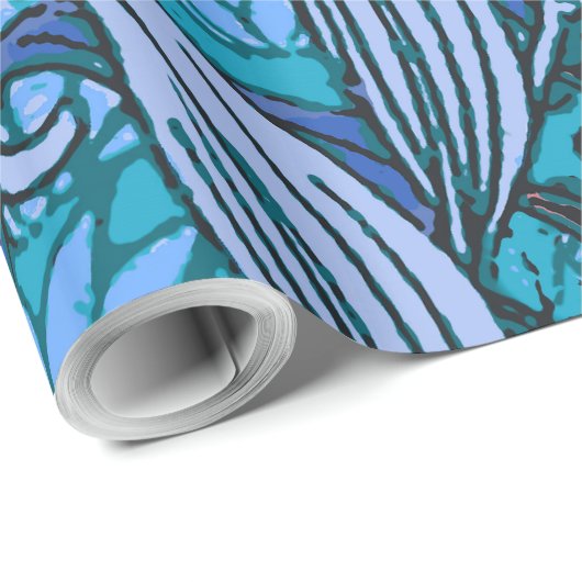 Blue Floral Antiek Boho Modern Cadeaupapier (Rol Hoek)