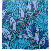 Blue Floral Antiek Boho Modern Douchegordijn (Voorkant)