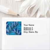 Blue Floral Antiek Boho Modern Etiket (Insitu)