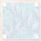 Blue Floral Antiek Boho Modern Glazen Onderzetter (Achterkant)