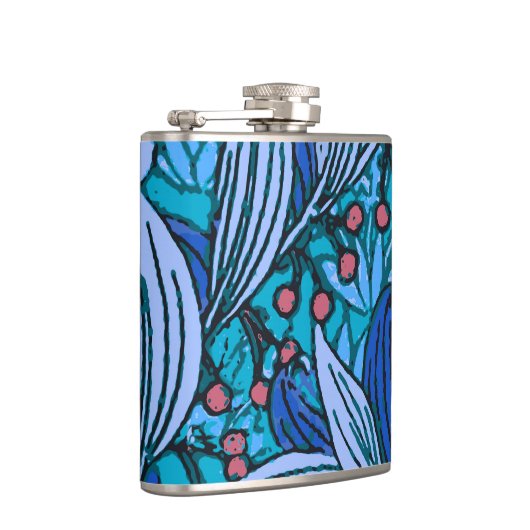 Blue Floral Antiek Boho Modern Heupfles (Rechts)