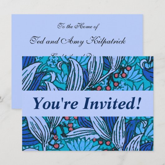 Blue Floral Antiek Boho Modern Kaart (Voorkant / Achterkant)