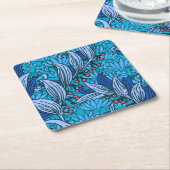 Blue Floral Antiek Boho Modern Kartonnen Onderzetters (Schuin)