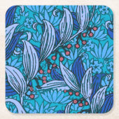 Blue Floral Antiek Boho Modern Kartonnen Onderzetters (Voorkant)