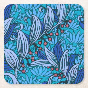 Blue Floral Antiek Boho Modern Kartonnen Onderzetters