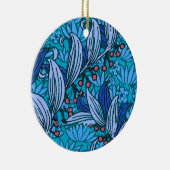 Blue Floral Antiek Boho Modern Keramisch Ornament (Rechts)