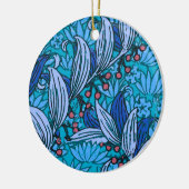 Blue Floral Antiek Boho Modern Keramisch Ornament (Links)