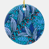 Blue Floral Antiek Boho Modern Keramisch Ornament (Achterkant)