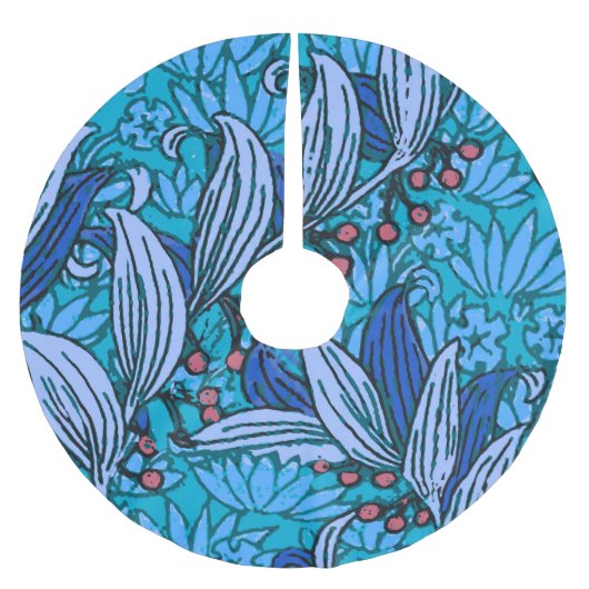 Blue Floral Antiek Boho Modern Kerstboom Rok (Voorkant)