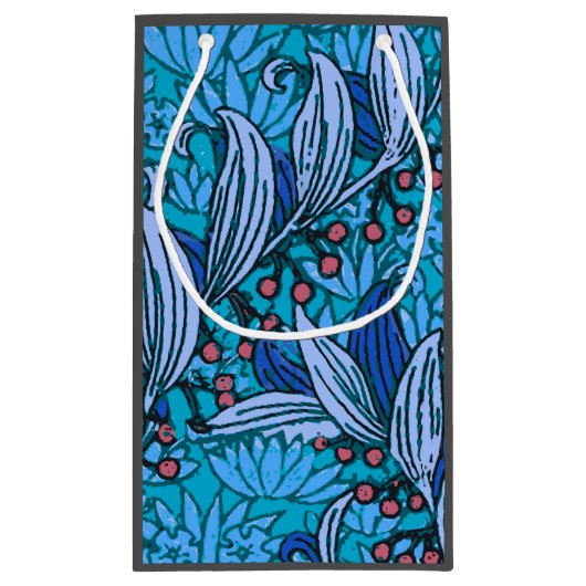 Blue Floral Antiek Boho Modern Klein Cadeauzakje (Achterkant)