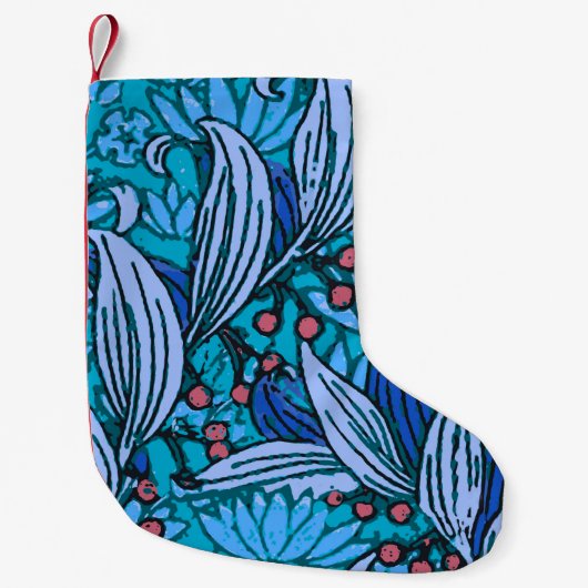 Blue Floral Antiek Boho Modern Kleine Kerstsok (Voorkant)