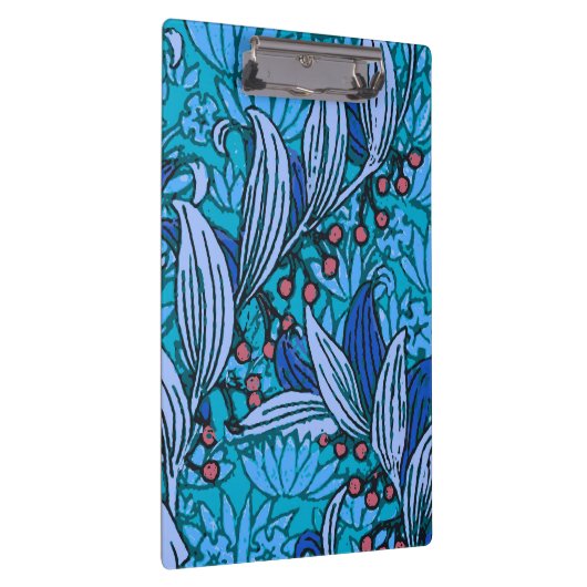 Blue Floral Antiek Boho Modern Klembord (Rechts)