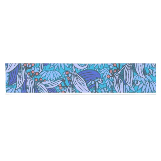 Blue Floral Antiek Boho Modern Korte Tafelloper (Horizontaal)