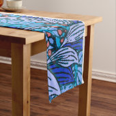 Blue Floral Antiek Boho Modern Korte Tafelloper (Voorbeeld)