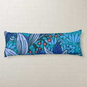 Blue Floral Antiek Boho Modern Lichaamskussen (Achterkant)