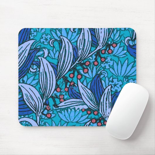 Blue Floral Antiek Boho Modern Muismat (Met muis)