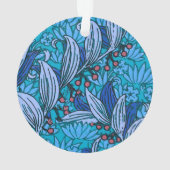 Blue Floral Antiek Boho Modern Ornament (achterkant)