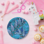 Blue Floral Antiek Boho Modern Papieren Bordje (Feest)