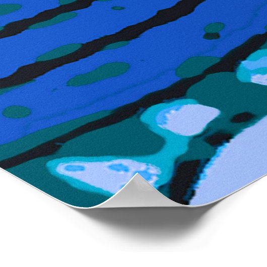 Blue Floral Antiek Boho Modern Poster (Hoek)