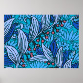 Blue Floral Antiek Boho Modern Poster (Voorkant)