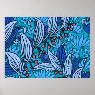 Blue Floral Antiek Boho Modern Poster