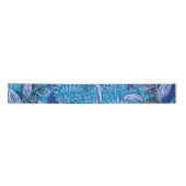 Blue Floral Antiek Boho Modern Satijnen Lint (Voorkant)