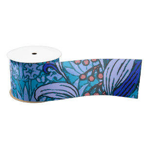 Blue Floral Antiek Boho Modern Satijnen Lint