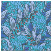 Blue Floral Antiek Boho Modern Stof (Close Up)
