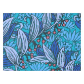 Blue Floral Antiek Boho Modern Tafelkleed (Voorkant (Horizontaal))