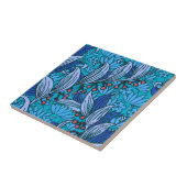 Blue Floral Antiek Boho Modern Tegeltje (Zijkant)