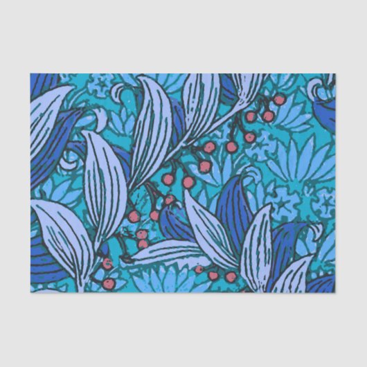 Blue Floral Antiek Boho Modern Tissuepapier (Voorkant)