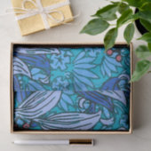 Blue Floral Antiek Boho Modern Tissuepapier (Geschenk)