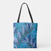Blue Floral Antiek Boho Modern Tote Bag (Achterkant)