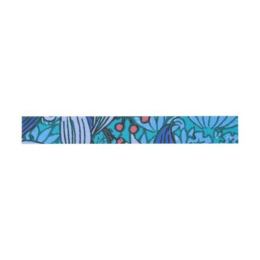 Blue Floral Antiek Boho Modern Uitnodigingen Wikkel (Vlak)