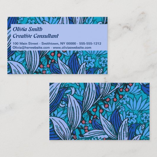Blue Floral Antiek Boho Modern Visitekaartje (Voorkant / Achterkant)