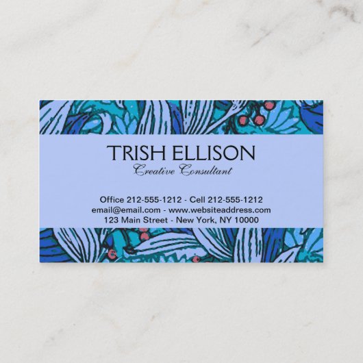 Blue Floral Antiek Boho Modern Visitekaartje (Achterkant)