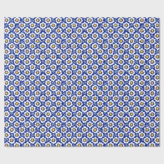 Blue Floral Arabic Pattern Cadeaupapier (Vlak)