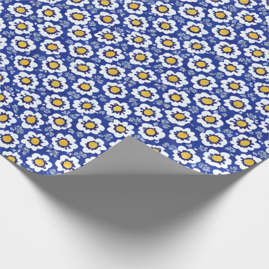 Blue Floral Arabic Pattern Cadeaupapier (Hoek)