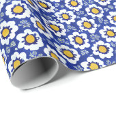 Blue Floral Arabic Pattern Cadeaupapier (Rol Hoek)