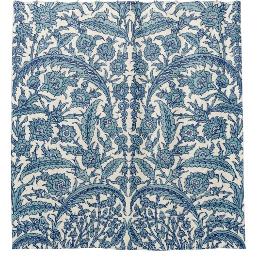 Blue  Floral Arabic Pattern Douchegordijn (Voorkant)