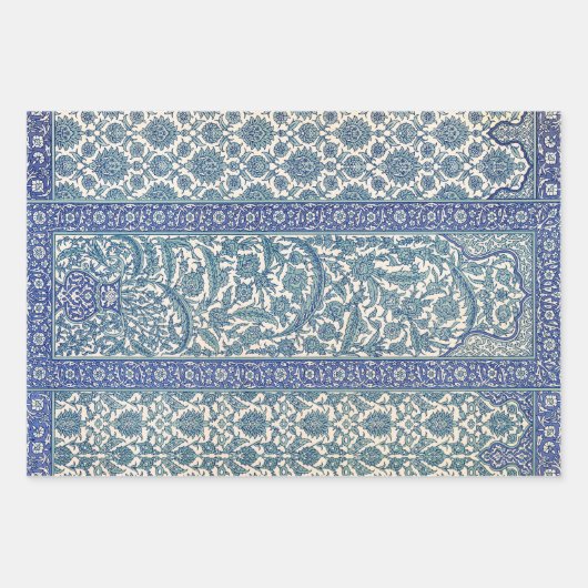 Blue  Floral Arabic Pattern Inpakpapier Vel (Voorkant 2)