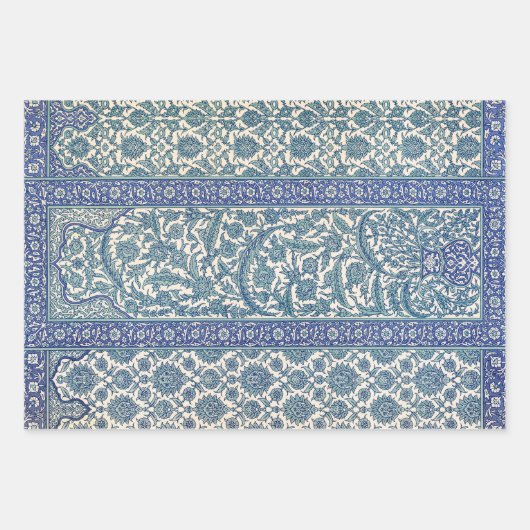 Blue  Floral Arabic Pattern Inpakpapier Vel (Voorkant)