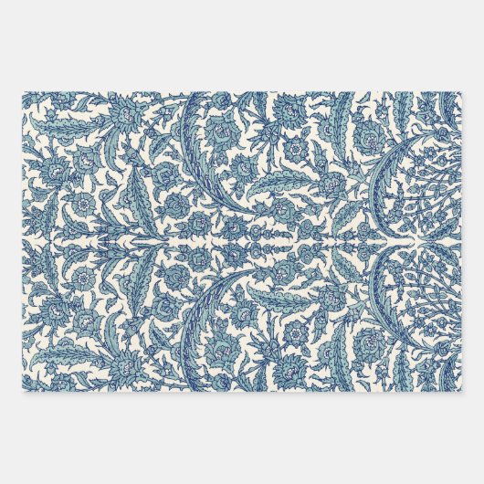 Blue  Floral Arabic Pattern Inpakpapier Vel (Voorkant)